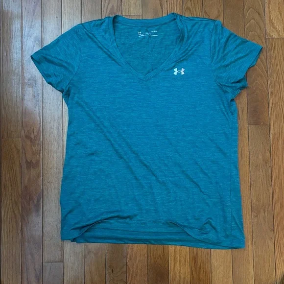 Under Armour Women's teal V-Neck Tee - Picture 2 of 4